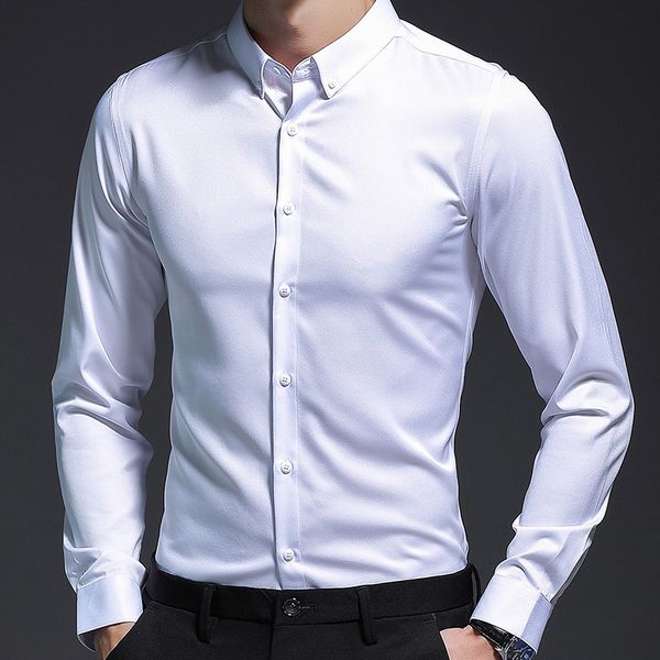 

men's long sleeves slim fit plus size shirts 2020 summer fashion cotton blend button splicing men skinny shirts young men, White;black