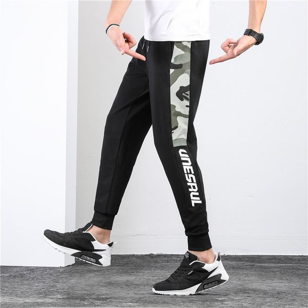 

autumn new style camouflage casual pants men's korean-style slim fit fashion beam leg pants sports men's plus-size trouser, Black