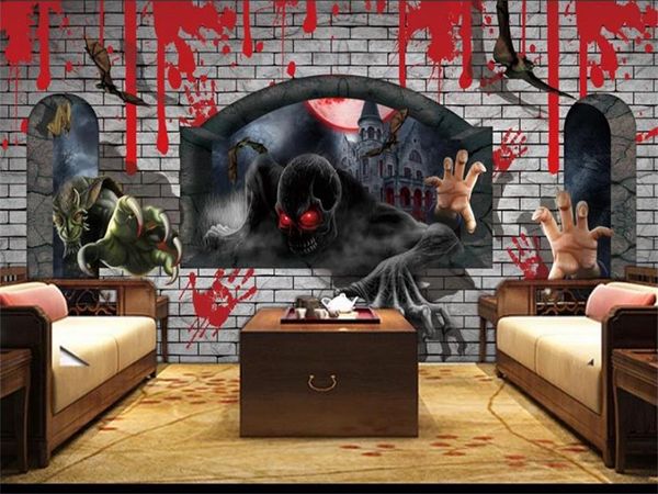 

custom living room mural kids p wallpaper halloween horror devil picture sofa tv backdrop mural wallpaper non-woven sticker