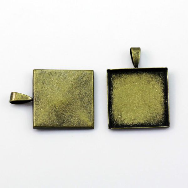 

beadsnice wholesale brass square pendant base bezel setting diy jewelry making personalized accessories fine gift for her, Blue;slivery
