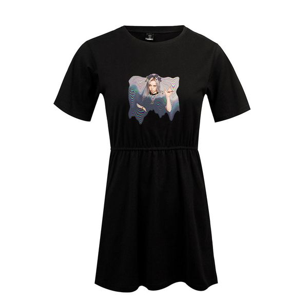 

2019 rap singer billie eilish easy dress, Red;white