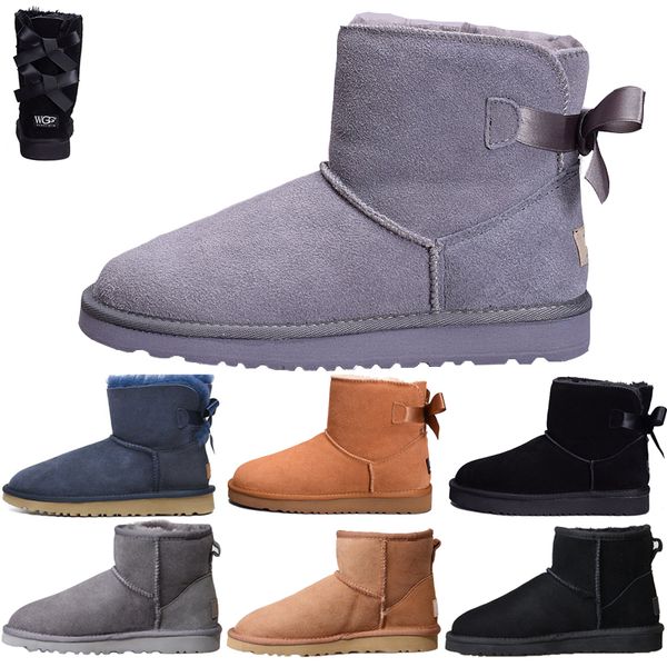 

wholesale women boots short mini australia boot classic knee tall winter snow boots designer bailey bow ankle bowtie black chestnut shoes