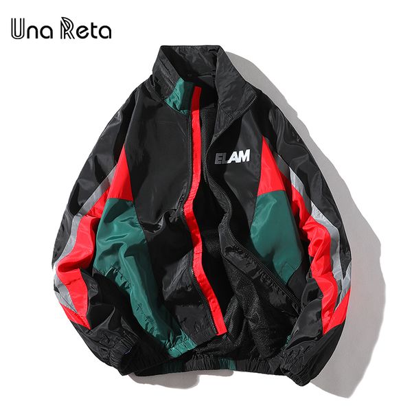 

una reta streetwear jacket men 2018 new patchwork color jacket tracksuit casual loose long sleeve coat men hip hop jackets, Black;brown