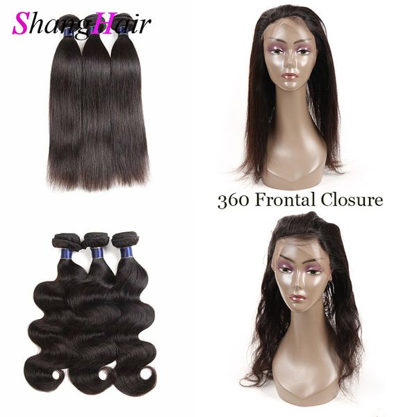 

malaysian human hair weaves with 360 lace frontal closure straight body wave remy human hair bundles with 360 closure straight hair weaves, Black