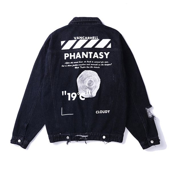 

dropshipping hip hop hole denim jacket men 2019 new fashion jeans jackets men's black jean jacket coat hombre wy074, Black;brown