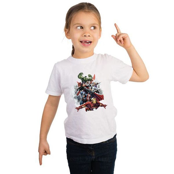 

2019 latest superhero marvel comics movie character white short-sleeved cotton t-shirt summer wear soft fabric for children, Blue