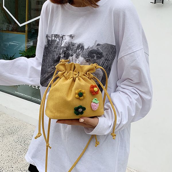 

canvas draw bucket bag for women 2019 casual simple wild shoulder messenger bag ladies casual crossbody bags torebki damskie