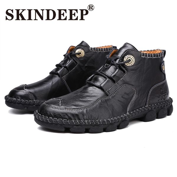 

skindeep explosive leather boots leather shoes mens loafers, Black
