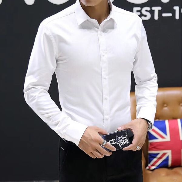 

новое прибытие белая рубашка мужчины с длинным рукавом бизнес повседневные рубашки мужчины платье рубашки удобная одежда camisa masculina, White;black