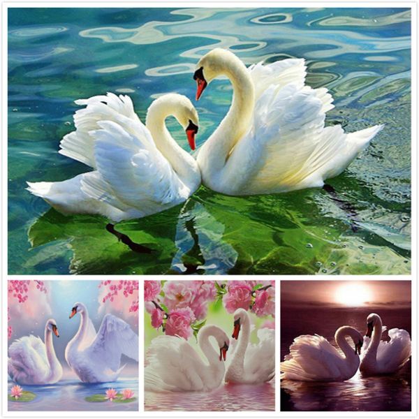 

lzaiqizg diamond embroidery swan pictures of rhinestones diamond mosaic animals diamond painting full square drill wall decor