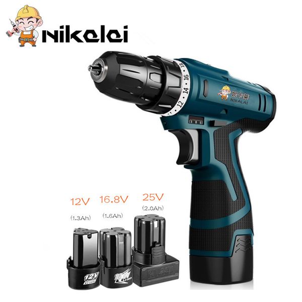 

12v 16.8v 25v electric screwdriver cordless screwdriver spare lithium battery hand torque electric drill suitcase power tool set