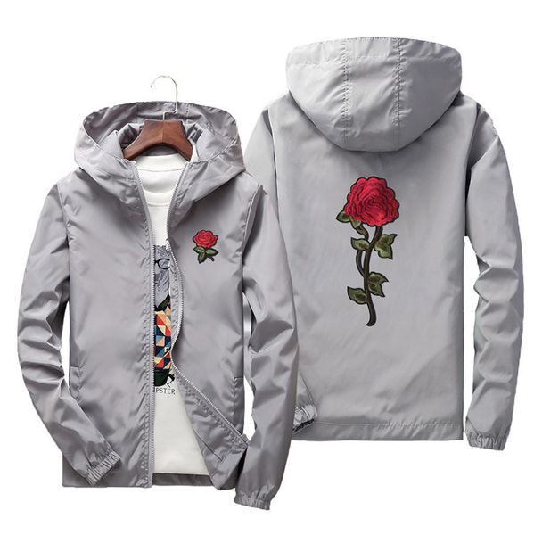 

wholesale fashion mens womens embroidered rose jacket parent-child couples outdoor windbreaker jacket windbreak and warmth asian size s-6xl, Black;brown