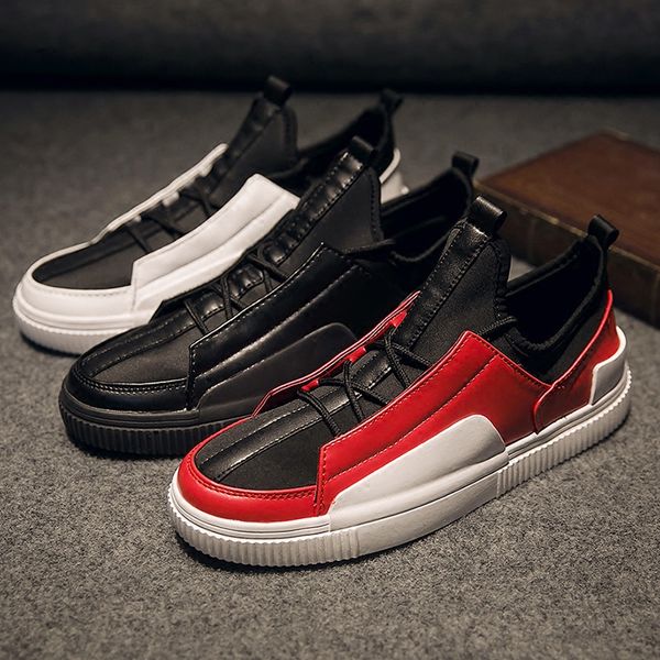 

nice new style men sneakers fashion casual shoes wang male footwear comfortable flat shoes lace-up vulcanized men loafers, Black