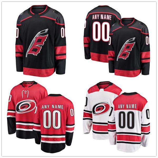 

Stanley Cup Men's Carolina Hurricanes Jersey Black Alternate Breakaway Custom Hockey Jerseys Home Red White Stitched Team Brand Logos 2019