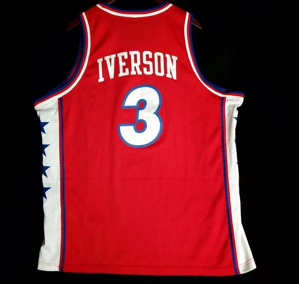 Özel Erkekler Gençlik Kadın Vintage Allen Iverson Vintage College Basketbol Forması Boyutu S-4XL veya Özel herhangi bir isim veya numara forması