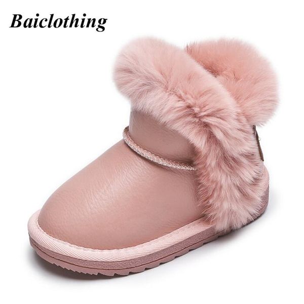 

children' snow boots girls fur martin boots baby cotton sport shoes waterproof leather princess kids snow, Black;grey