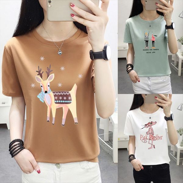 

short-sleeved women's summer clothes t- base loose and versatile student half-sleeved t-shirt women's slim base small shirt top, White