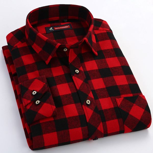 

men's standard-fit long sleeve flannel plaid shirt patch chest pocket casual checkered soft brushed cotton button down shirts, White;black