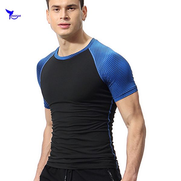 

quick dry high elastic tights-fitting running shirt men designer short sleeve sportswear t-shirts men's fitness gym tees