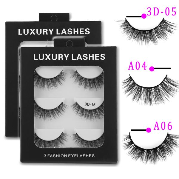

3 pairs natural silk lashes handmade false eyelashes thick crisscross eye lashes fluffy wispy fake eyelashes extension tools