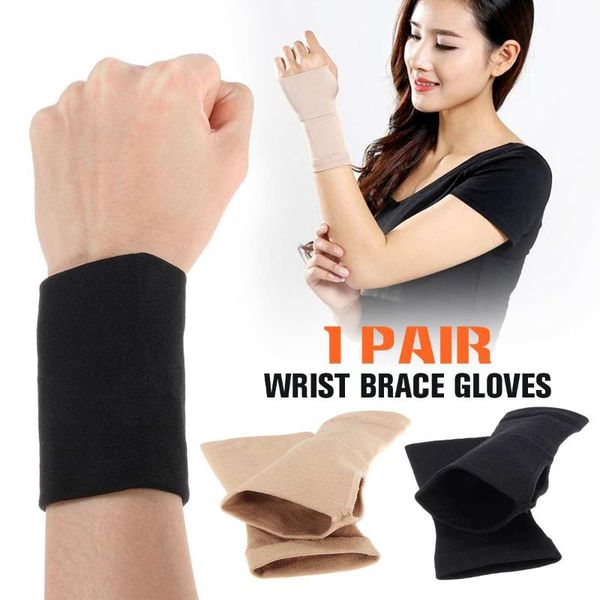

2pcs carpal tunnel elastic wrist hand support glove arthritis brace sports bandage gym wrap, Black;red
