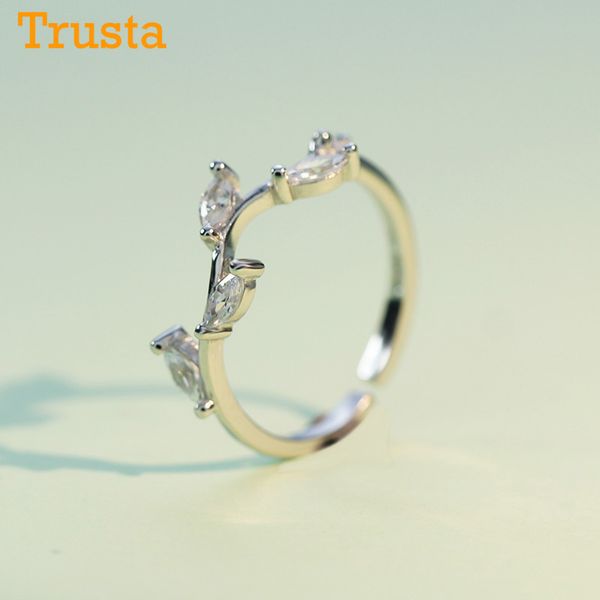 

trusta 100% 925 real sterling silver fashion jewelry leaves cocktail ring sizable 5 6 7 girls kids xmas gift ds532 drop shipping, Golden;silver