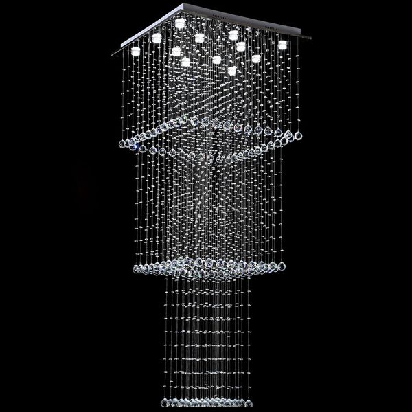 

modern crystal chandelier lighting stair hanging light fixture square design led hallway indoor lighting luminaire suspension