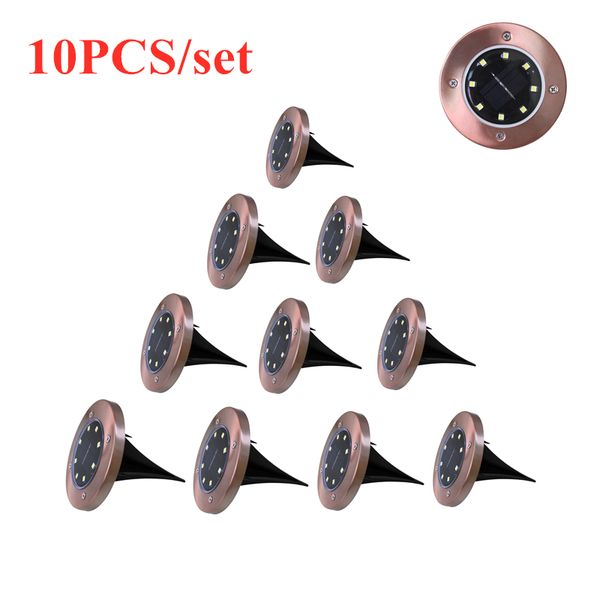 

10pcs 8 led solar power buried light under ground lamp waterproof outdoor security light path way garden lawn yard lighting