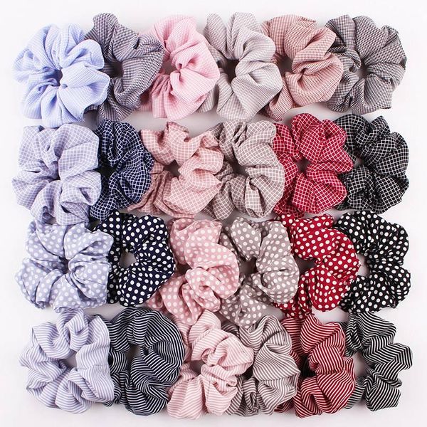 Meninas da manta Scrunchies Houndstooth de Ondas de pano Hairbands Intestino Grosso Scrunchies mulher rabo de cavalo cabelo Titular acessórios corda