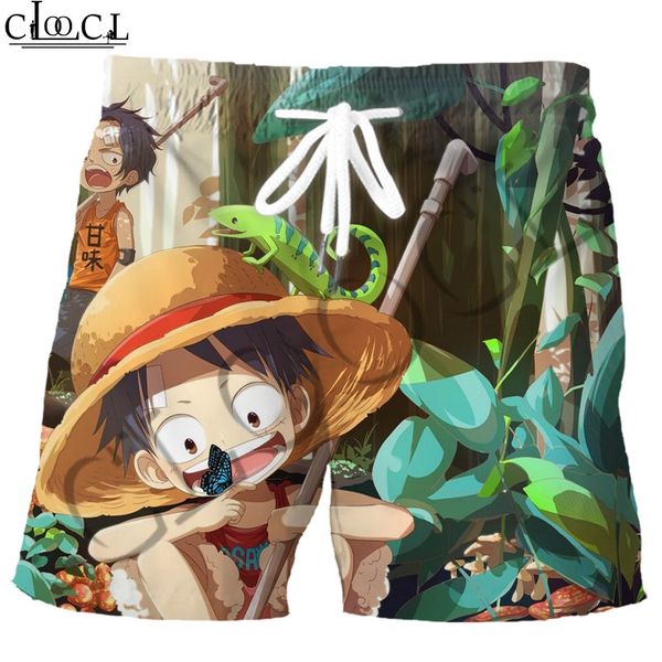 

cloocl one piece anime shorts cosplay 3d printing boys summer korean street style pants classic wild fashion shorts, White;black