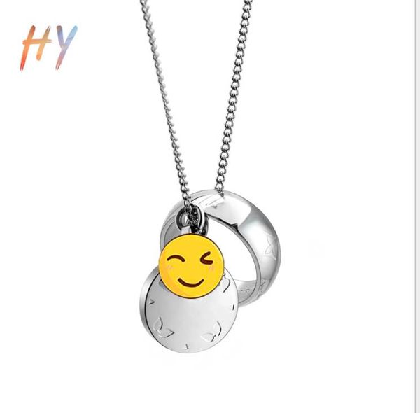 

fashionable titanium steel ring pendant necklace men's ring round brand pendant, Silver