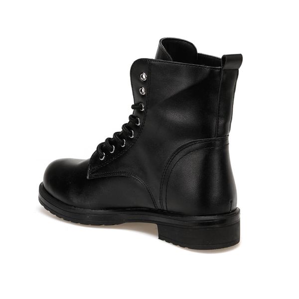 

snake pattern flat platform autumn winter fashion round toe lace-up leather black boots ladies shoes women boots butigo