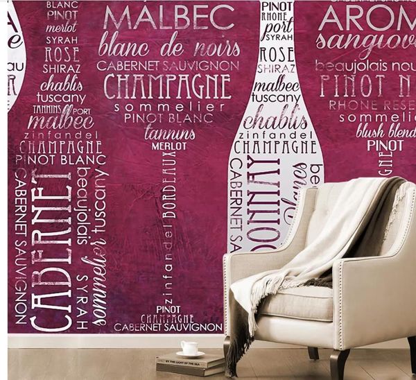 

english alphabet wine bottle mural 3d wallpaper 3d wall papers for tv backdrop