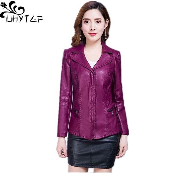 

uhytgf 2019 spring women leather trench coats plus size pu woman leather coat female korean fashion elegant trench coat 331, Black