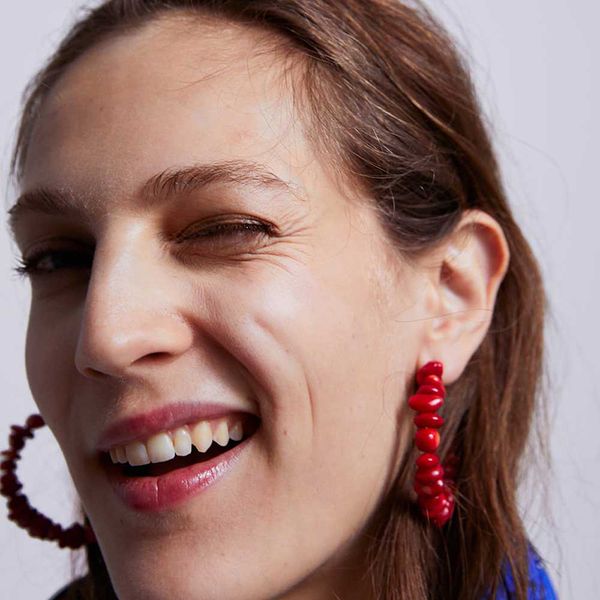 

aensoa unique creative red green stone handmade hoop earrings for women new vintage irregular statement earrings jewelry gift, Golden