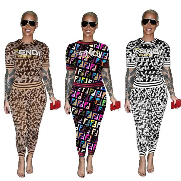 

ff women tracksuit ladies casual matching outfits summer f short sleeve tshirt tee pants leggings jogger two piece sets s-3xl a12112 new, White