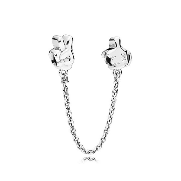 

new 100% 925 silver 1:1 genuine glamour finger encourage safety chain fit diy bracelet original women fashion jewellery pan gift, Black