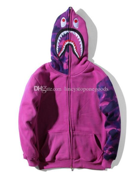 

mens female sportwear coat jogger tracksuit patchwork fleece sweatshirt crewneck bird black camouflage hip hop zipper hoodie men shark mouth