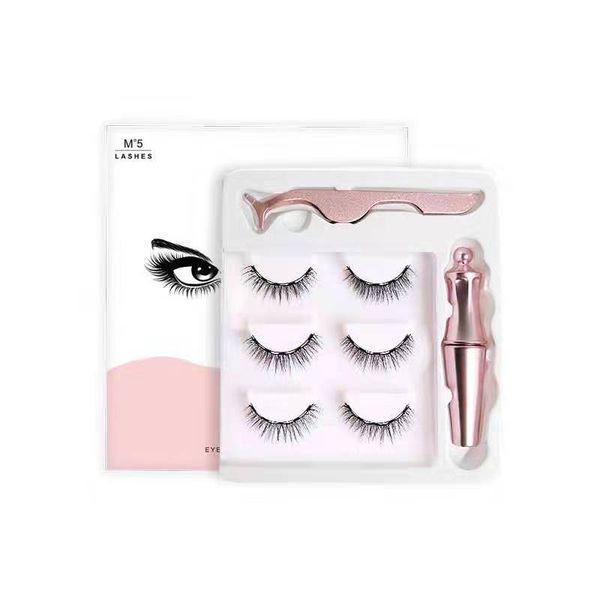 

5 magnet eyelash magnetic liquid eyeliner&magnetic false eyelashes&tweezer set waterproof long lasting eyelash extension tools