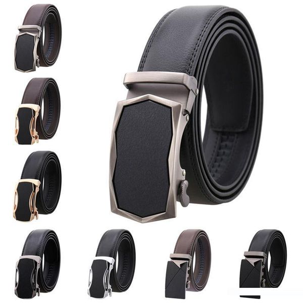 

fashions cowhide belts automatic buckle business waistband luxury belt genuine leather waist strap mens womens hiphop belt, Black;brown