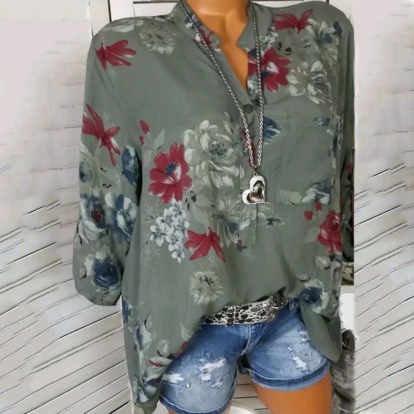 

2019 взрыв модели женская куртка темперамент мода v-образным вырезом печати растягивающаяся рубашка с длинными рукавами, White