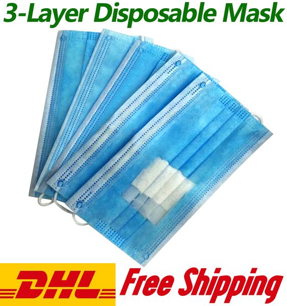 

dhl disposable protective face mask, dust mask, ce certification, 3-layer non-woven plus melt blown cloth