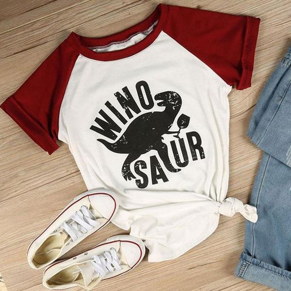 

fasion women tees raglan winosaur flutter sleeve dinosaur print o neck women t shirt summer short sleeve casual cartoon t shirt, White