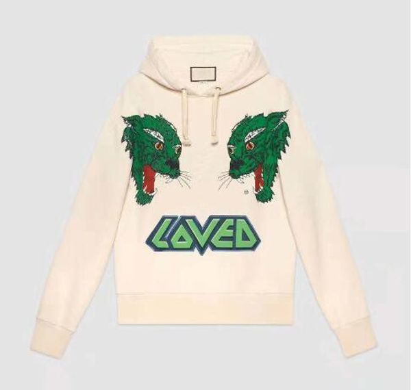 

2019 cotton casual fashion autumn designer luxury mens loved letter wolf animal print hoodies pullover hooded sweatshirt, Black