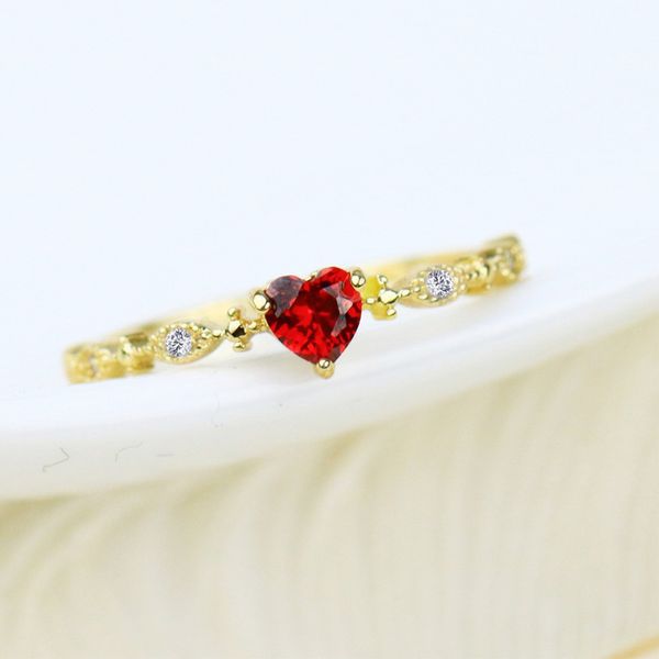 

cute gold color plated heart shaped women's rings exquisite chic inlaid zircon wedding rings romantic lovers promise jewelry, Golden;silver
