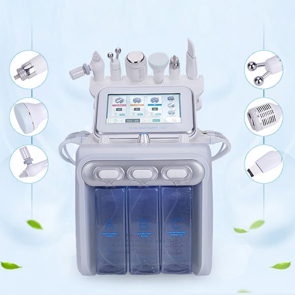 

desk6 in1 h2-o2 facial spa equipment salon hydro dermabrasion rf beauty machine bio skin lifting microdermabrasion equipment small host, Black;white