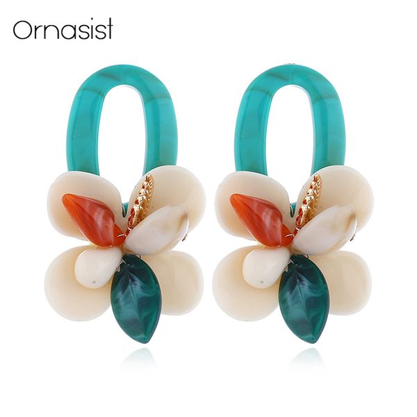 

vintage hyperbole shell earrings for women boho multi-layer acrylic earring fashion bohemian jewelry, Golden;silver