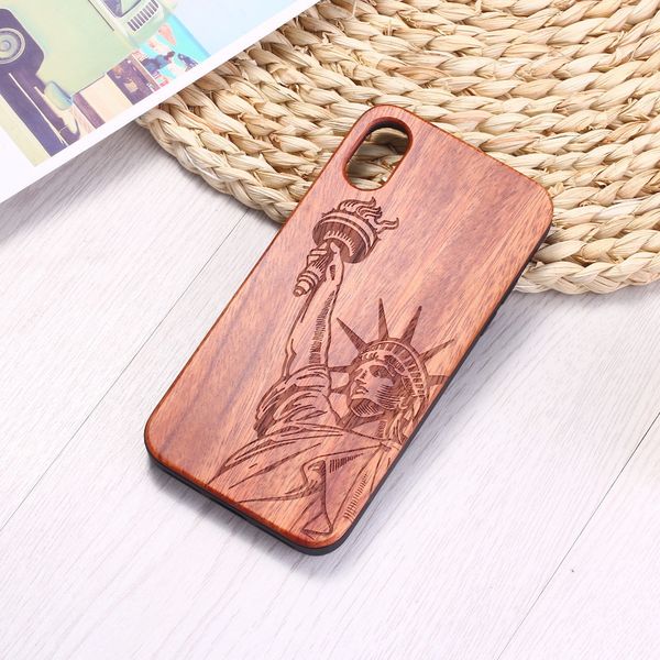 

Genuine Wood Case for Iphone 11 XS Max XR Samsung Bamboo Housing Luxury Retro Protector Hard Cover Carving Wooden Phone Shell