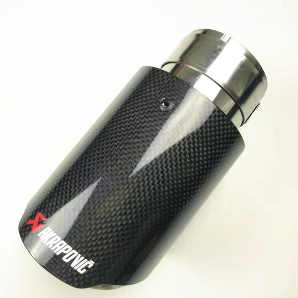 

car-styling 304 stainless steel exhaust single pipe glossy carbon fiber universal car muffler tail end tips