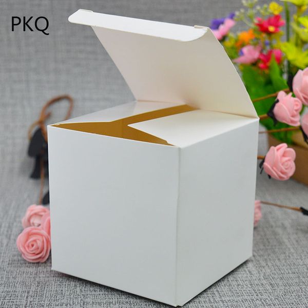 

50pcs/lot 6 size cardboard present box 350gsm kraft paper packing box party small gift candy boxes square jewelry package